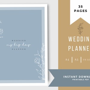 Planejador de Casamento | Páginas para Imprimir | Planejador para Imprimir | Três tamanhos A4, A5 e Carta EUA | Pacote de Planejador de Casamento | Azul Columbia