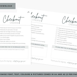 Checkout Checklists | Canva Template | Airbnb | Host | VRBO ...