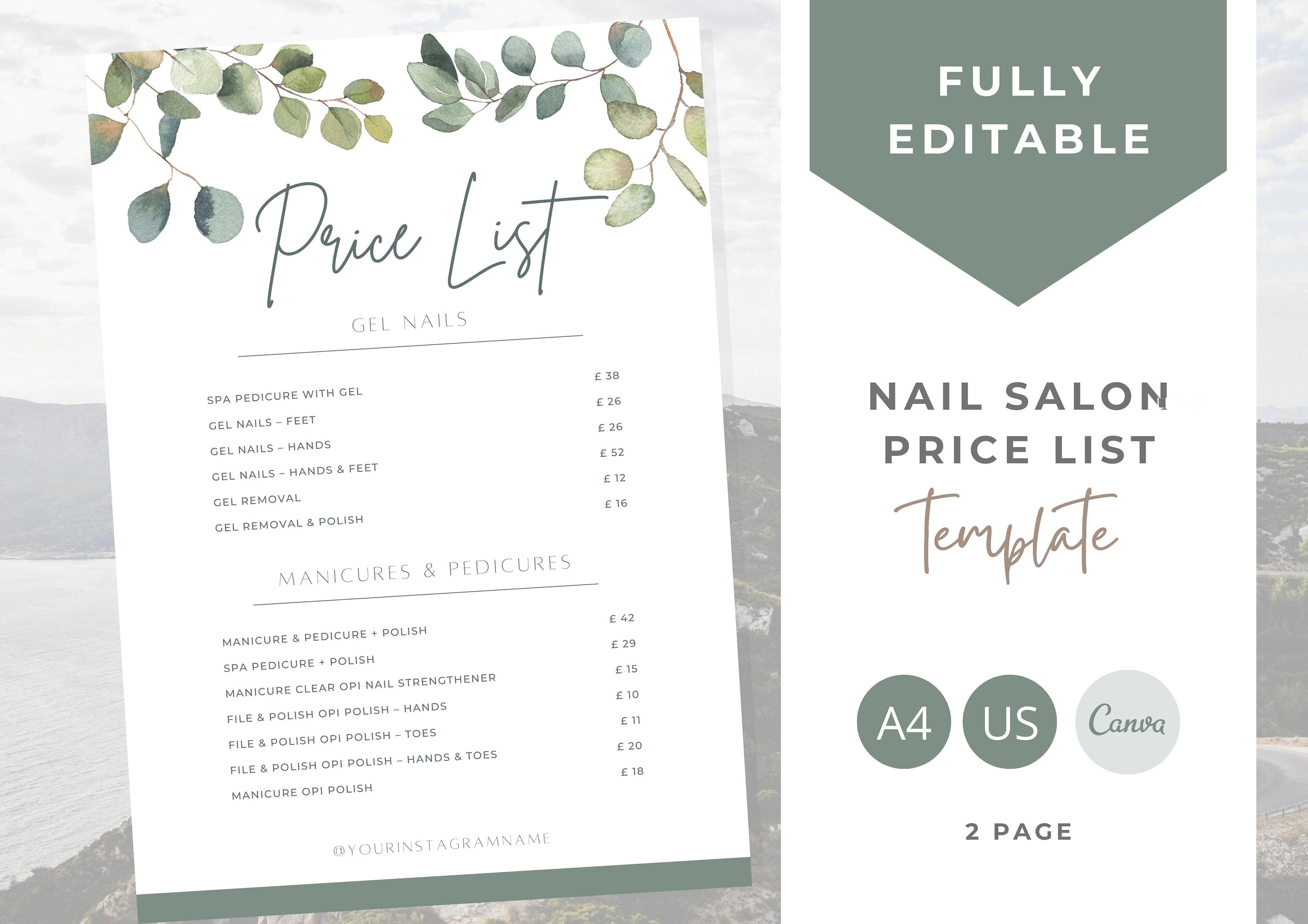 Nail Salon Services Pricing Menu Pricing Guide Nail Salon - Etsy