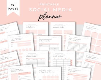 Social Media Planner US Letter, printable, Content Planner, Instagram, YouTube, TikTok, Facebook, Side Hustle, Download, Blushing Peach