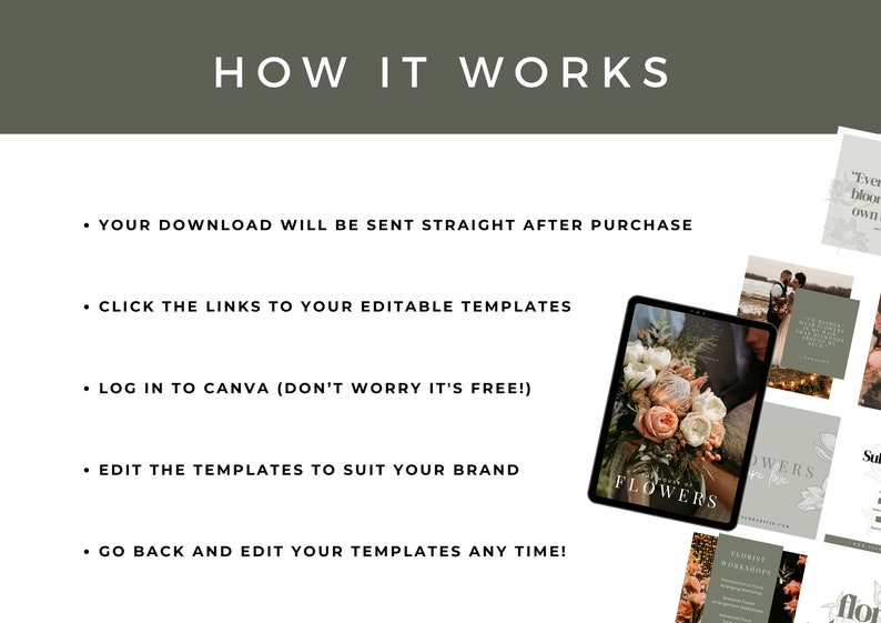 Wedding Florist Bundle: Pricing Brochure & Social Media Templates for Florist Businesses Magnolia Fern image 7