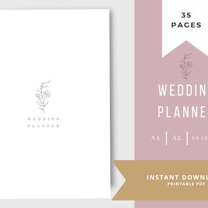 Planejador de casamento | Páginas imprimíveis de planejador de casamento | Planejador imprimível em três tamanhos A4, A5, US Letter | Pacote de plano de casamento | Pétala de rosa