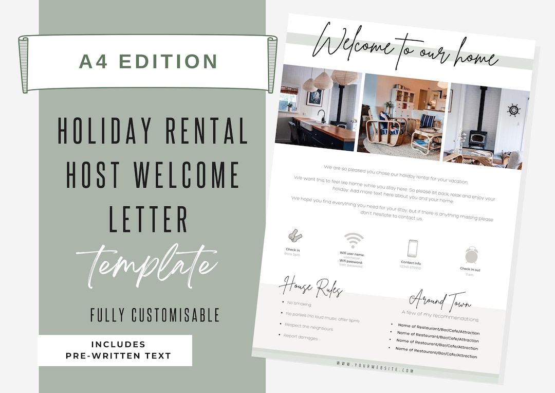 Welcome Message For Rbnb Airbnb Host Welcome Letter Template: A4 Canva (digital Download) - Etsy