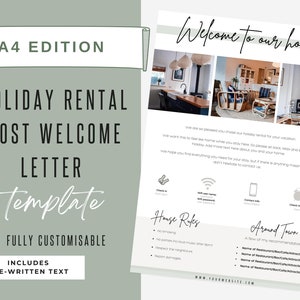Welcome Letter | Canva Template | AirBnb | Host Guide | Airbnb Host Welcome Letter | Home Rental Welcome Letter | A4 | Shadow Mist