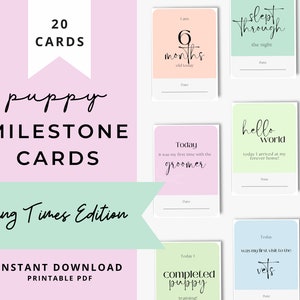 Cartes d'étape pour chiots | Imprimable | Impression à domicile | Marquez vos précieux moments chiot | Téléchargement instantané | Édition baies d'été