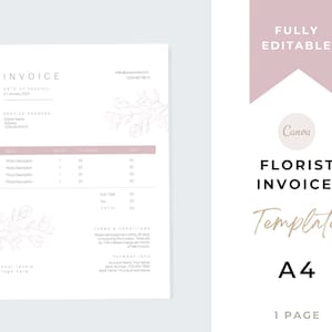 Florist Invoice Template | Services Invoice | Fully Editable | Instant Download |  Printable | Minimal | A4 | Rosebliss