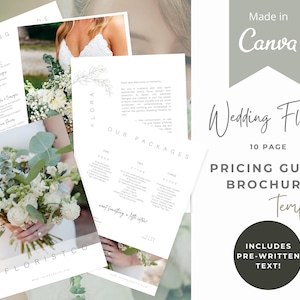 Editable Pricing Guide Template for Wedding Florists - Florist Templates - Elegant customisable Business Brochure to showcase your business.
