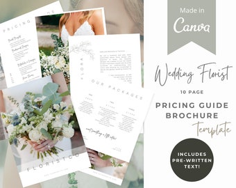 Editable Wedding Florist Price & Service Brochure – Canva Pricing Template for Floral Businesses