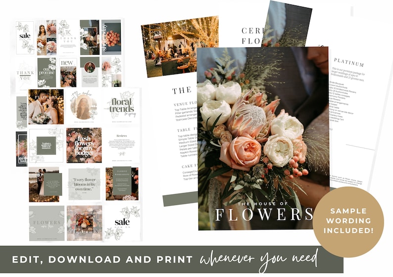 Wedding Florist Bundle: Pricing Brochure & Social Media Templates for Florist Businesses Magnolia Fern image 9