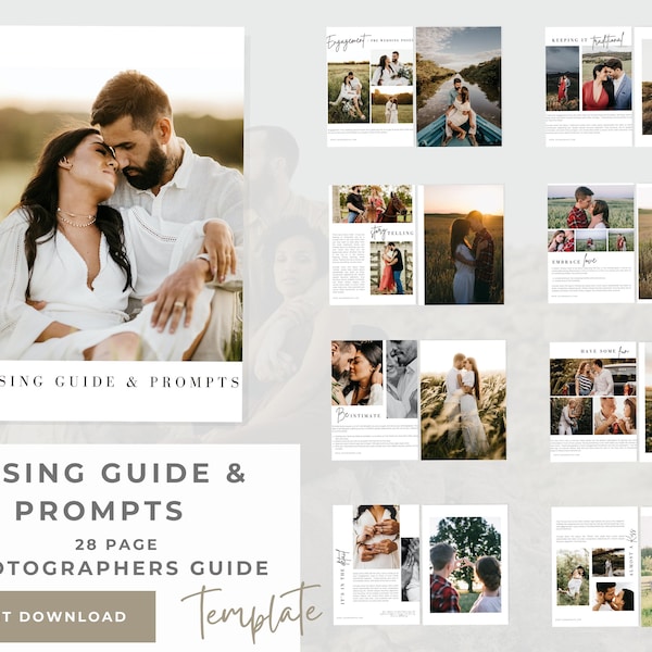 Customisable Photographer Posing Guide and Prompts Brochure Template - Photography Guide & Brochure Template fully editable