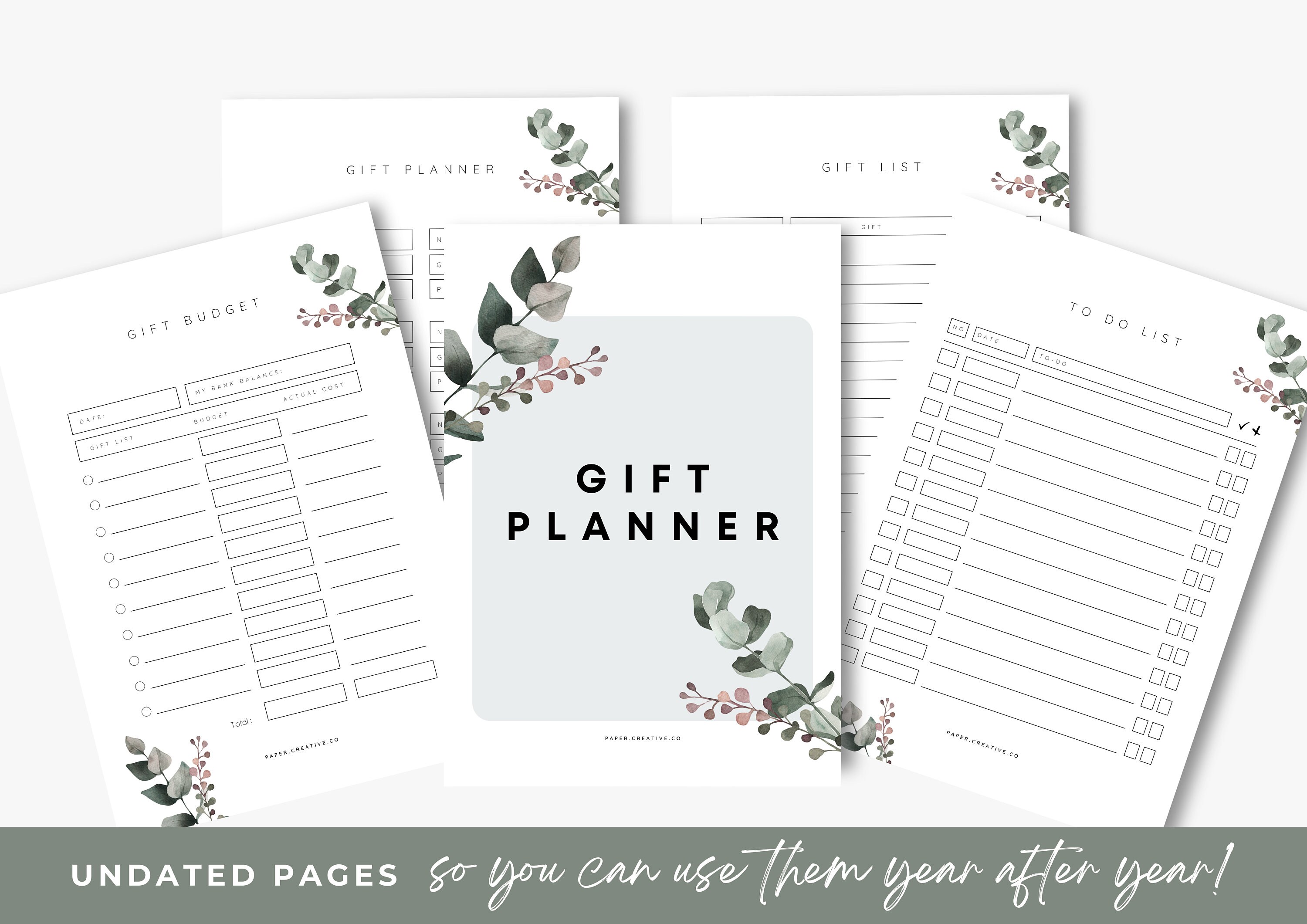 Gift Planner Printable Gift Budgeting Gift Tracker Gift Etsy