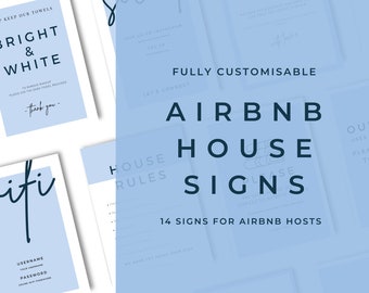 Airbnb House Signs! Stylish Editable Templates for your Airbnb, Key information signs and posters | Grecian Blue