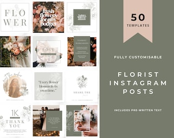 Florist Instagram Posts -  Easy to edit template for Florists - Brand your business quickly and easily with Instagram templates. Fern