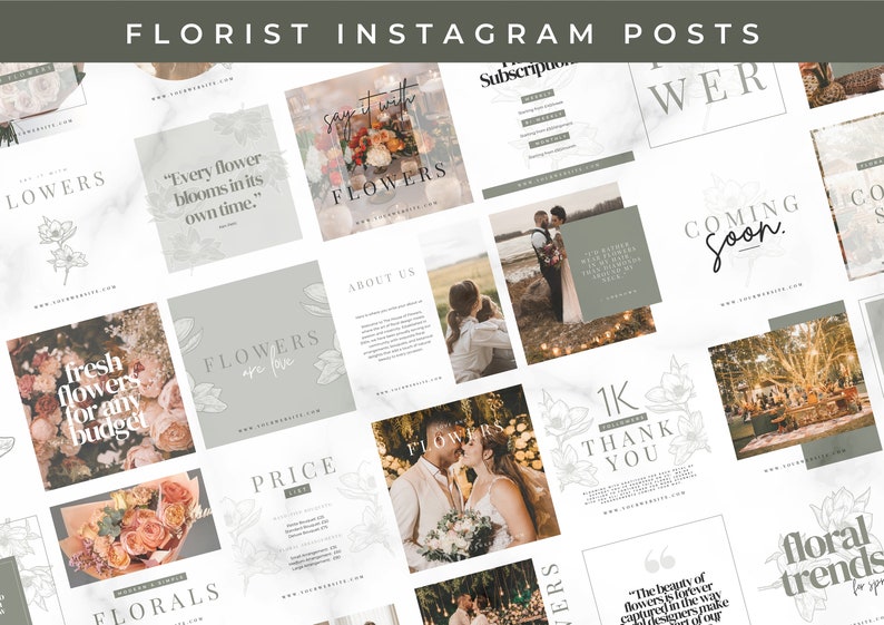 Wedding Florist Bundle: Pricing Brochure & Social Media Templates for Florist Businesses Magnolia Fern image 3