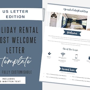 Welcome Letter | Canva Template | AirBnb | Host Guide | Airbnb Host Welcome Letter | Home Rental | Vacation | VRBO | US Letter | Lapis Blue