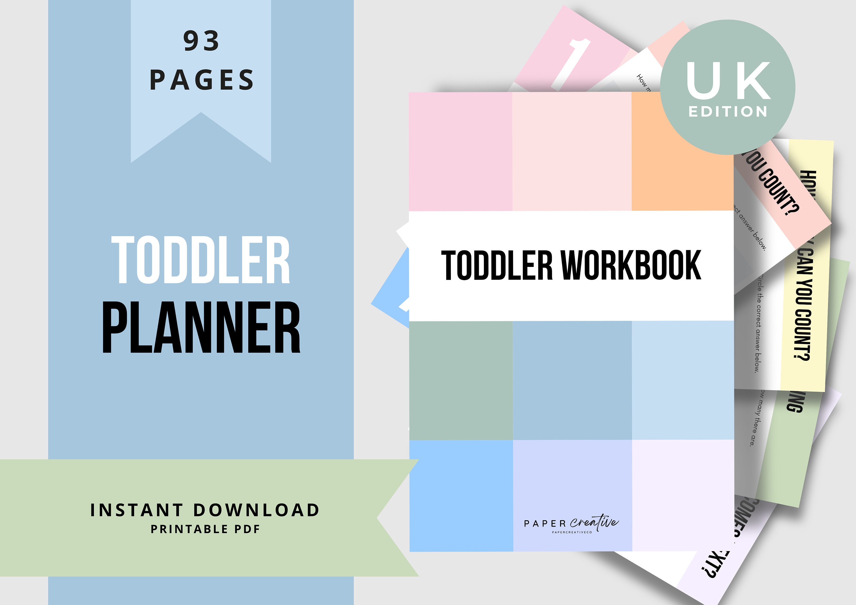 Toddler Learning Workbook Printable Activities for Shapes, Colours, Letters, and Counting ...