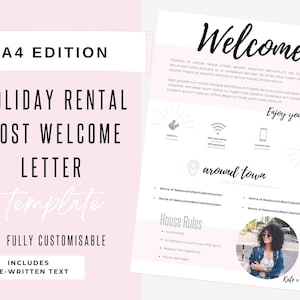 Welcome Letter | Canva Template | AirBnb | Host Guide | Airbnb Host Welcome Letter | Home Rental Welcome Letter | A4 | Starlight Pink
