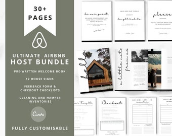 The Ultimate Airbnb Host Bundle Template, pre-written Welcome Guidebook with Hamper Inventory and Cleaning Checklists | Woodland Barn