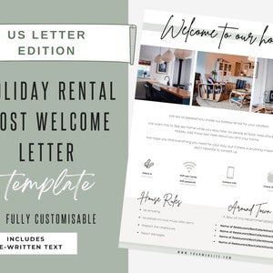 Welcome Letter | Canva Template | AirBnb | Host Guide | Airbnb Host Welcome Letter | Home Rental Welcome Letter |  Shadow Mist