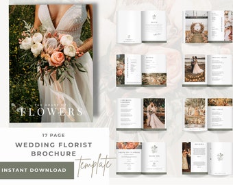 Wedding Florist Brochure editable to suit your business, 17 pages fully customisable - Ochre Fern