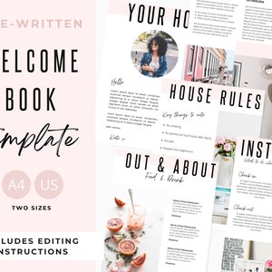 Airbnb Template | eBook Template | Printable | Canva Template | Welcome Book | Airbnb | vrbo | Airbnb Welcome Template | Cotton Pink