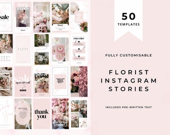 Florist Instagram Stories -  Easy to edit template for Florists - Brand your business quickly and easily with Instagram templates. Blossom