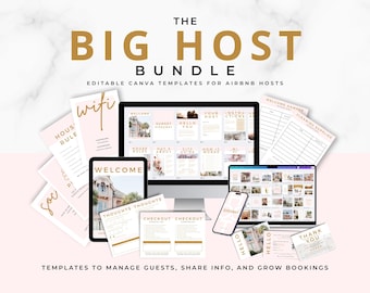 The Big Host Bundle | Airbnb Host Canva Templates | Welcome Book, Checklists & Signs