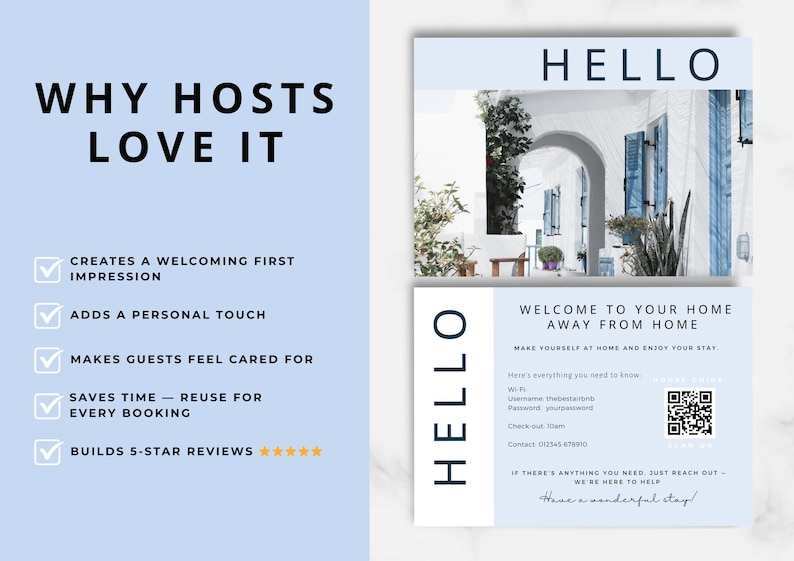 Editable Guest Welcome Card Template for Airbnb & Holiday Rentals ...