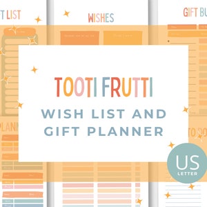Verlanglijst en cadeauplanner, cadeaubudgetplanner direct downloaden Tooti frutti