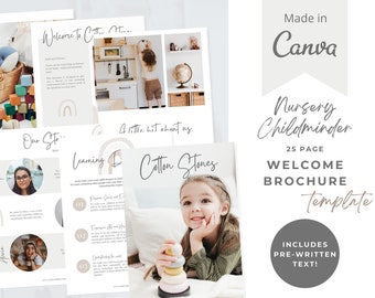 Childminder Welcome guide - Nursery Brochure - Childminder Templates - Prospectus - Brochure template - Small Business  - Cotton Stones