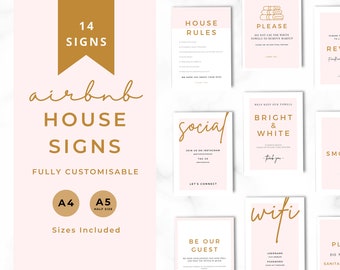 Airbnb House Signs! Stylish Editable Templates for your Airbnb, Key information signs and posters | Strawberries and Apricot