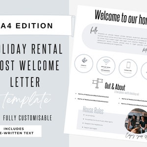 Welcome Letter | Canva Template | AirBnb | Host Guide | Airbnb Host Welcome Letter | A4 | Home Rental Welcome Letter | Frosted Pearl