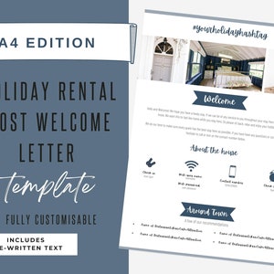 Welcome Letter | Canva Template | AirBnb | Host Guide | Airbnb Host Welcome Letter | Home Rental | Vacation | VRBO | Homeaway | Lapis Blue