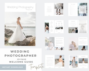 Modello di guida ai prezzi per la fotografia di matrimonio: portfolio personalizzabile (Canva)