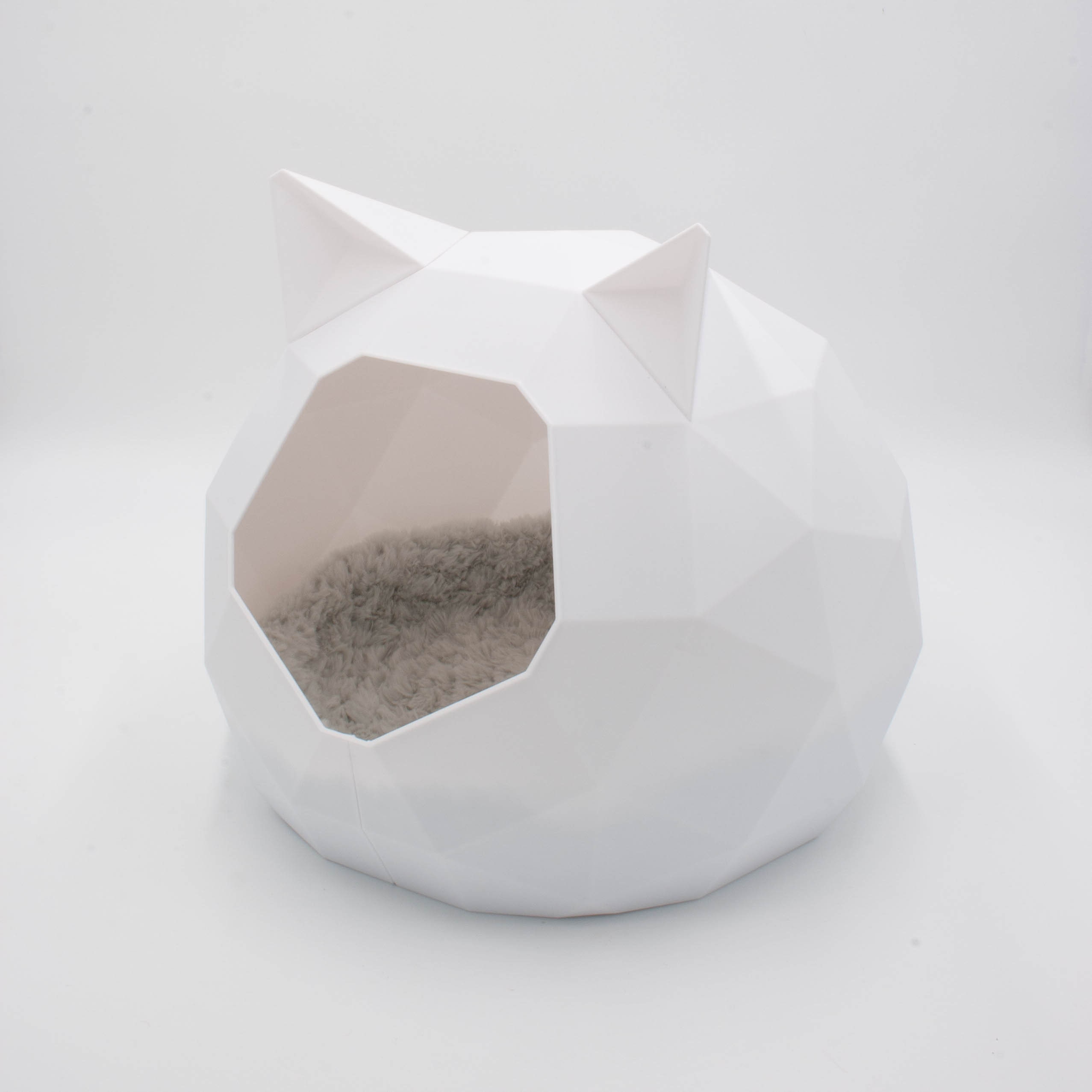 Maison de Chat Low Poly Oreilles Blanc