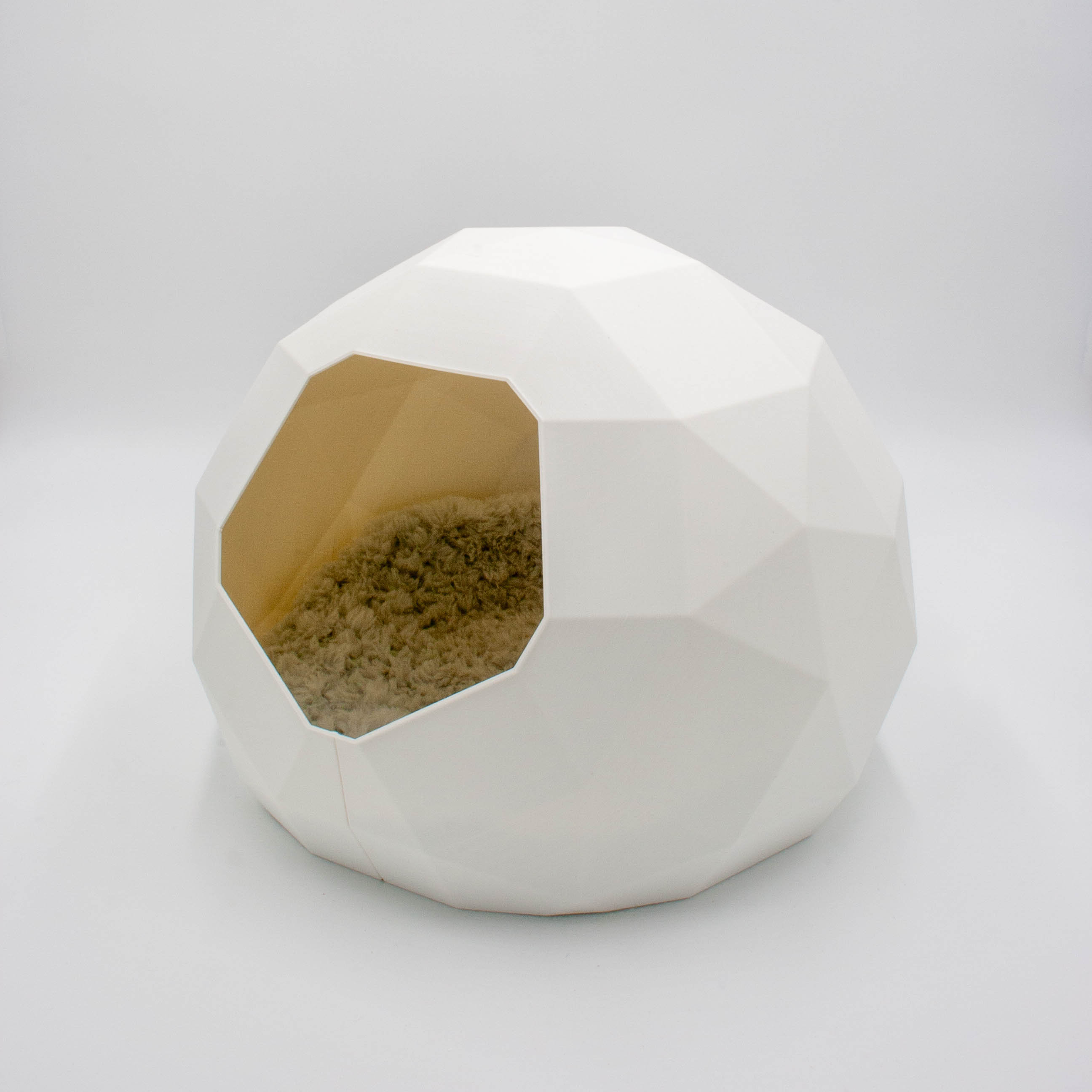 Maison de Chat Low Poly Blanc et Bicolore