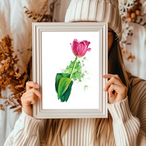 tulip watercolor painting, Tulip Print, Flower Home Decor, Red Tulip Flower Painting, Print from Original Painting, Spring Flower Poster