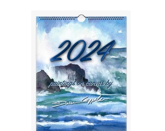 Beach Calendar 2024, Ocean Wall Calendar 2024, Ocean Lovers, art calendar, Coastal Calendar, Fine art calendar, landscape calendar, wave art