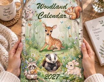 2027 Woodland Animal Wall Calendar, Watercolor Forest Animals, Woodland Creatures Calendar, Nature Lover Gift