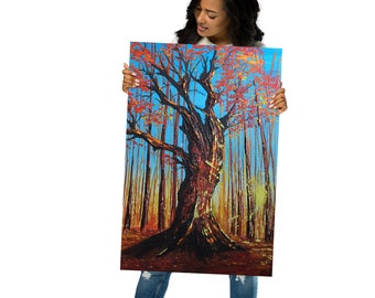 tree print wall art, Rustic Forest Painting, Forest Wall Art, North Prints, Forest Painting, Nature art, Tree Poster, Botanical Art Print