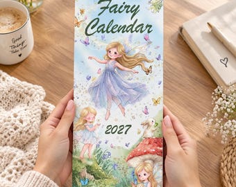 2027 Fairy Wall Calendar, Watercolor Fairy Calendar, Enchanted Forest Art, Magical Gift for Girls