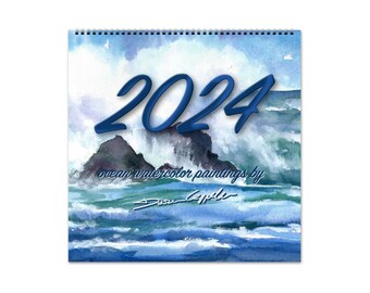 ocean calendar 2024, Art calendar 2024, Fine art calendar 2024, Unique artwork wall calendar, Minimalistic Wall Art, Home Decor, Illustrated