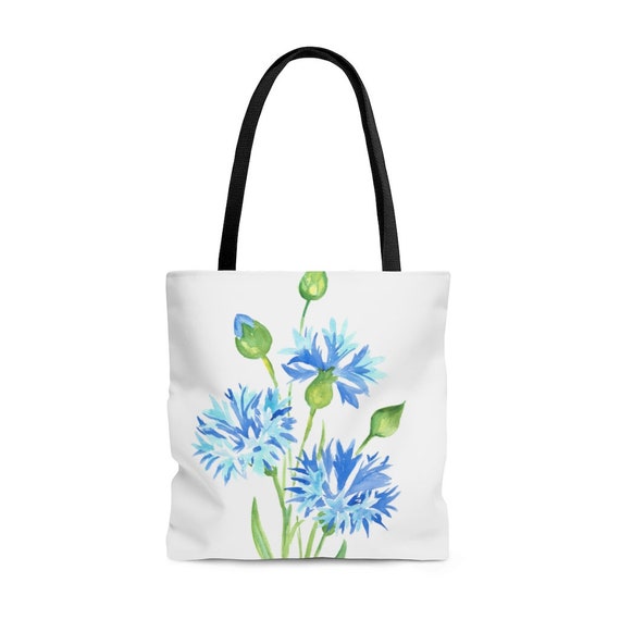 flower painted tote bag