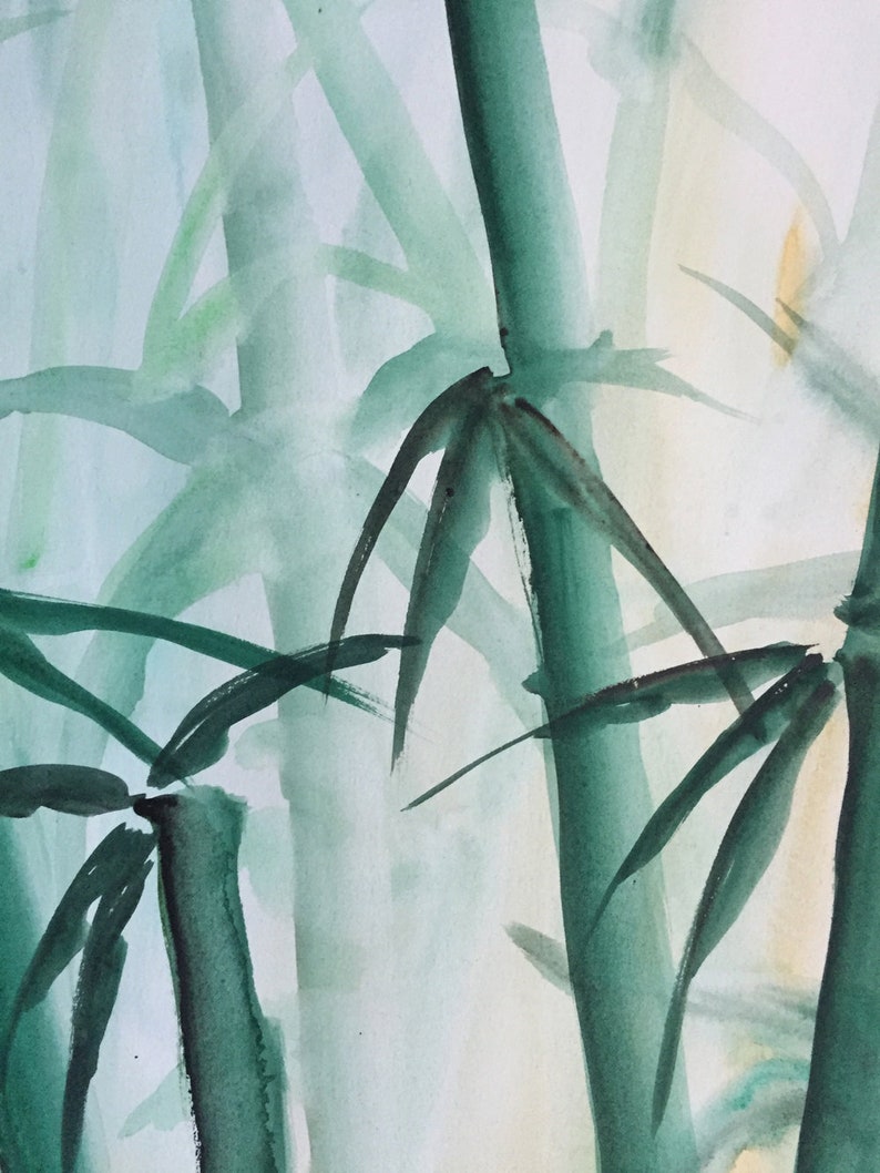 Bamboo Digital Download Bamboo Plant Painting Green Shades Etsy