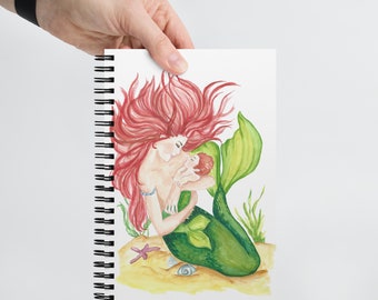 Little Mermaid Spiral Notebook, Mermaid Journal, Mermaid Gift Ideas, Mermaid Lover, Watercolor Mermaid, sketchbook, planner, travel notebook