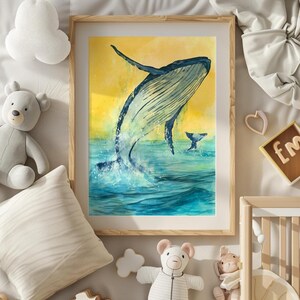 whale print kids room, Whale Art, Watercolor Painting, Whale Painting Nursery Art, Humpback Whale, Baby Beluga Whale Art, Kids Nursery Print