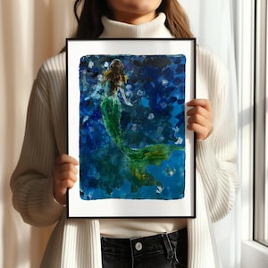 Meerjungfrauen der Meere Malerei, Meerjungfrau Drucke, Meerjungfrau Druckkunst, Sirene Wandkunst, Sirene Poster, Kunstdrucke Ozean, badezimmer Poster