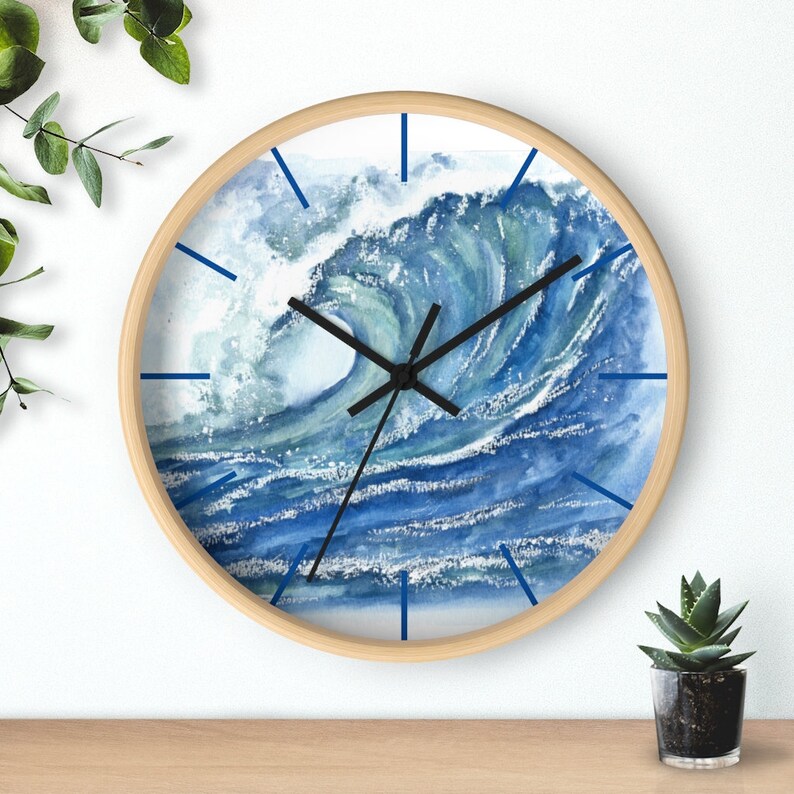 Wave art clock ocean lover gifts wave art Ocean Ripples Ocean Wall Clock Waves Decorative Clock Home Styling Modern Office Decor Unique Gift image 3