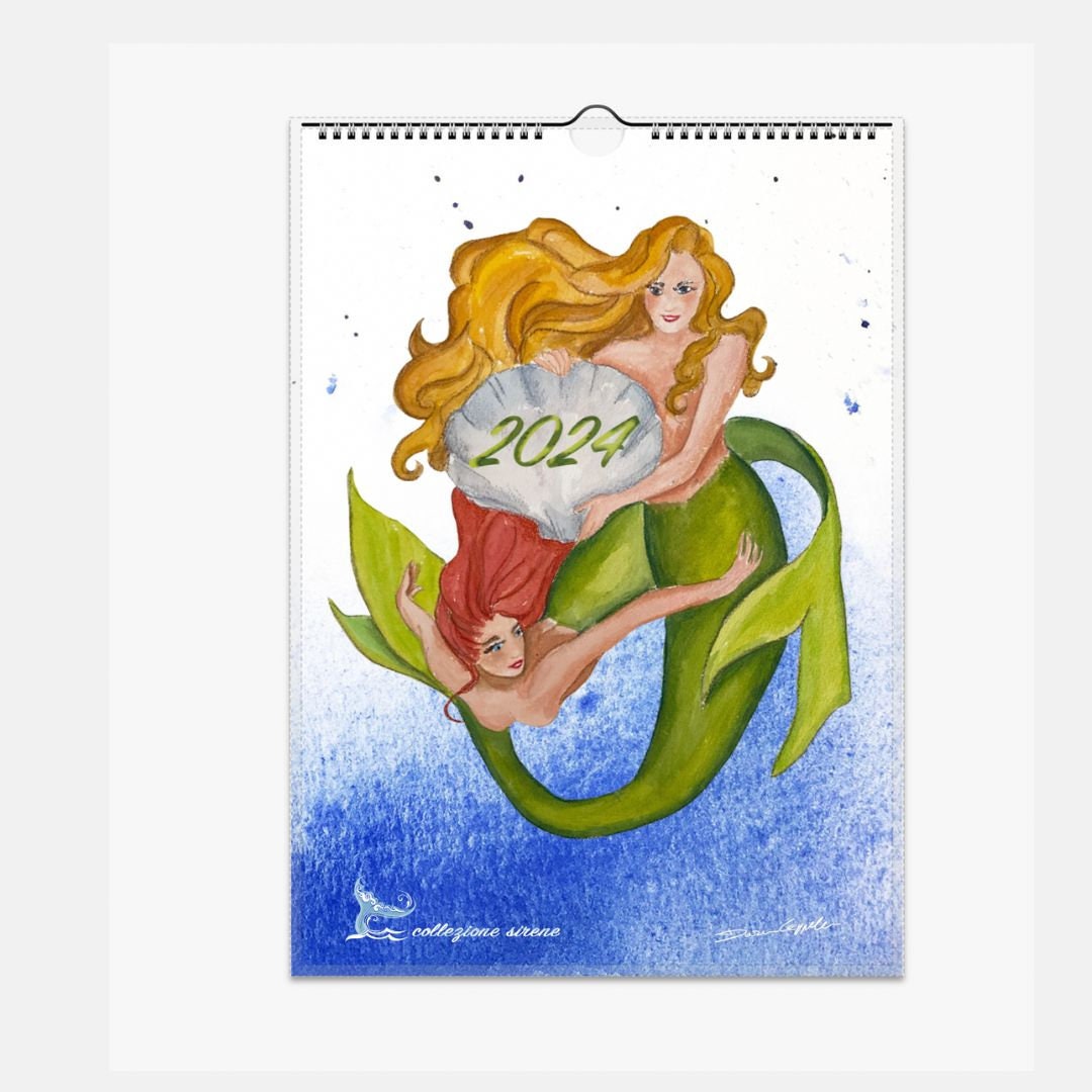 Mermaid Calendar 2024, Fantasy 2024 Wall Calendar, A4, Italian Calendar
