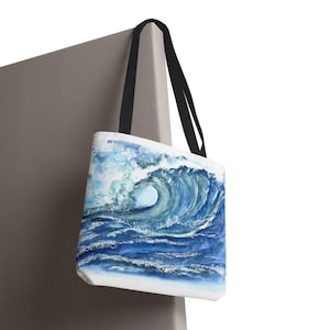 Ocean Wave Tote Bag | Stylish Beach Bag, Eco-Friendly Grocery Tote, wave beach theme, Gift for Surfers, Nautical Decor, Summer Essentials